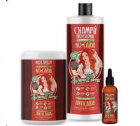 Dona Flora No + Caída Pack 3 | Champú 1000ml + Mascarilla 1000ml + Tónico Capilar | Anticaída y Crecimiento | Bambú, Jengibre, Romero y Canela | 100% Vegano | Cabello Debilitado