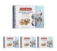 DOÑA JIMENA - Almendrados Crujientes con Pistacho, 200 g, Textura Crujiente con Pistacho y Almendra Tostada, Envasados Individualmente, Dulce Tradicional Español, Calidad Suprema (Paquete de 4)