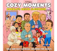 Donald’s Bestie Sleepover: Bold and Easy Satirical Coloring for Adults Featuring Trump, Putin, Kim & Other World Leaders in Cosy Chaos