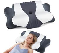 DONAMA Almohada Cervical，Almohada Cervical de Espuma Viscoelástica con Doble Altura，Almohadas Ergonómico para Dormir de Lado, Boca Arriba y Boca Abajo