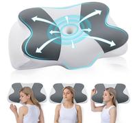 DONAMA Almohada Cervical, Almohada Ergonómica Memoria, Almohada Cervicales y Cuello para Daormir Boca Arriba, Boca Abajo y de Lado, Combinación Gris Oscuro Blanco, 62x37x12 cm