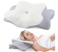 DONAMA Almohada Cervical, Almohada Ergonómica Memoria, Almohada Cervicales y Cuello para Daormir Boca Arriba, Boca Abajo y de Lado, 63x38x9/14 cm, Gris Claro