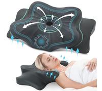 DONAMA Almohada Cervical, Almohada Ergonómica Memoria para Soporte de Cabeza/Cuello, Almohada Cervicales y Cuello Adecuado para Daormir Boca Arriba, Boca Abajo y de Lado, 64x37x13 cm, Gris Oscuro