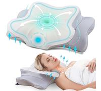 DONAMA Almohada Cervical, Almohada Ergonómica Memoria para Soporte de Cabeza/Cuello, Almohada Cervicales y Cuello Adecuado para Daormir Boca Arriba, Boca Abajo y de Lado, 63x38x9/14 cm, Gris Claro