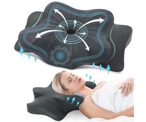 DONAMA Almohada Cervical, Almohada Ergonómica Memoria para Soporte de Cabeza/Cuello, Almohada Cervicales y Cuello Adecuado para Daormir Boca Arriba, Boca Abajo y de Lado, 64x37x13 cm, Gris Oscuro