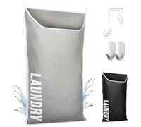 DONAQ Bolsa colgante para ropa sucia, ahorro de espacio, bolsas de almacenamiento sobre la puerta, cestas detrás de la puerta para ropa sucia, cesta montada en la pared para baño, organizador lavable