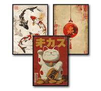 Donari Juego de pósteres de Japón - Murales con motivos asiáticos | Kioto, Tokio y cultura tradicional | Idea de regalo para los fans de Japón (Set 9, 13 x 18 cm, marco negro, enmarcado)
