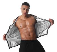 Donason Chaleco Sauna Hombre Camiseta Reductora Deporte Compresion Faja Reductora Adelgazante Sudoración Hombres con Cremallera Shapewear Body Shaper para Fitness Gym (4XL/5XL, Interior Plata)