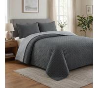 DONATELLA Colcha boutí Reversible Bicolor Luna para Primavera, Verano, otoño e Invierno. 100% Microfibra Extra Suave. Cubre Cama Multiuso - 150 cm, Gris