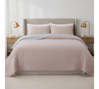 DONATELLA Colcha boutí Reversible Bicolor Luna para Primavera, Verano, otoño e Invierno. 100% Microfibra Extra Suave. Cubre Cama Multiuso - 135 cm, Rosa