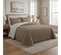 DONATELLA Colcha boutí Reversible Bicolor Luna para Primavera, Verano, otoño e Invierno. 100% Microfibra Extra Suave. Cubre Cama Multiuso - 090 cm, Beige