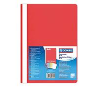 Donau 1702001PL-04 - Carpeta archivadora de plástico (A4, 200 Hojas, 200 Hojas, 10 Unidades), Color Rojo y Transparente