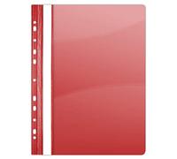 DONAU 1704001PL-04 - Carpeta de plástico perforada A4 roja transparente de plástico duradero PVC duro transparente cubierta de hoja carpeta de abrazadera para oficina y escuela Euro Perforación