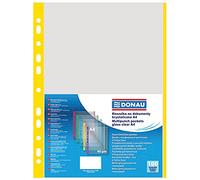 Donau 1774100PL-11 de 11 Fundas, PP, A4, granulada, 40μm, borde amarillo, 100 unidades