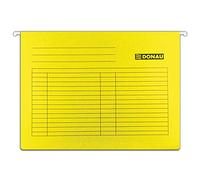 Donau 7410905-11 - Archivador colgante (cartón reciclado, 230 g/m², DIN A4, apertura lateral, 5 unidades, etiquetas intercambiables en blanco, ideal para oficina, escuela y autoridad), color verde