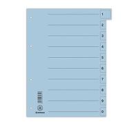 DONAU 8611001-10 - Separadores (50 unidades), color azul, cartón reciclado, para DIN A4, 4 agujeros, índice de carpetas, color azul