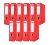 DONAU - Archivador de palanca (10 unidades, FSC/DIN A4, 7,5 cm, 10 unidades), color rojo/plástico