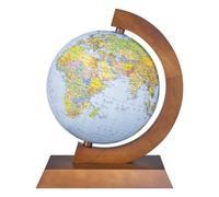 DONAU Globo terráqueo/Diámetro 25 cm/Mapa Política y Física/Geográfica/Educativo Globo Girable/Iluminado/Versión en alemán/Decoración de Escritorio/4 en 1/Aplicación/Montura de madera