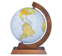 DONAU Globo terráqueo/Diámetro 320 mm/Mapa Política y Física/Geográfica/Educativo Globo Girable/Iluminado/Decoración de Escritorio/4 en 1/Aplicación/Montura de madera