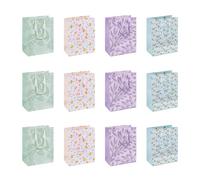 DONAU HOME Bolsas de regalo con Asas / 12 unidades en paquete/laminada/ 18x23x10cm/ Para todo el año/Varios diseños/Irrompible/Elegante/Con asa/Regalo/Recuerdo/Mezcla de colores