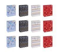 DONAU HOME Bolsas de regalo con Asas / 12 unidades en paquete/laminada/25 x 30 x 10 cm/todo el año/varios diseños/irrompible/elegante/con asa/regalo/recuerdo/celeb/mezcla de colores