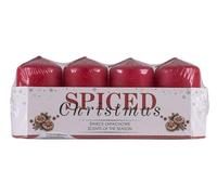 DONAU HOME Juego de 4 velas navideñas especiadas tipo pilar/Velas de parafina / 40x70mm / Aroma a pan de jengibre/Rojas/Velas decorativas de cera/Para decoración