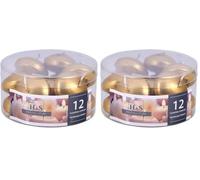 DONAU Home Juego de velas flotantes/doradas, 12 unidades, 2,8 x 4,8 cm de diámetro, 4 horas de combustión, velas flotantes, velas flotantes, velas de té cálidas, para cena, boda, piscina