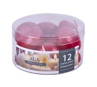 DONAU HOME Juego de velas flotantes lacadas/rojo metalizado/12 unidades/2,8 x 4,8 cm de diámetro/4 horas de combustión/vela flotante, vela de cera Sans perfumada, velas flotantes cálidas/para cenas