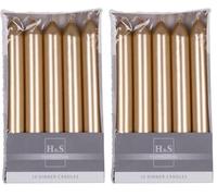 DONAU HOME Juego de velas lisas lacadas, doradas, 10 unidades en caja de cartón, 17 x 2 cm de diámetro, sin perfumar, cilíndricas, para decoración en el salón, cuarto de baño, 6 horas de combustión