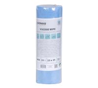 DONAU HOME Paño con 70% viscosa/paños domésticos/paños de limpieza para muebles/resistente/absorbente/suave/sin rayas/lubricante/rollo/ 23 x 39 cm/25 hojas/azul