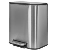 DONAU HOME Papelera rectangular con pedal con tapa de cierre suave, 12 L, color plateado mate