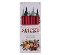 DONAU HOME Vela de mesa navideña especiada/Vela de parafina / 20x170mm / 4 unidades/Naranja con claveles/Rojo/Juego de velas cilíndricas/Velas decorativas de cera/Para decoración