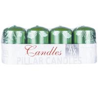 DONAU HOME Vela Pilar/Laca de Adviento/Vela de Parafina/ 50x80mm/ 4 Unidades/Verde Brillante/Velas Pilar Rústicas/Velas Decorativas de Cera/Para Decoración