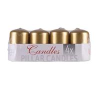 DONAU HOME Vela Pilar/Vela de Parafina/Laca de Adviento / 50x80mm / 4 Unidades/Dorado/Velas Pilar Rústicas/Velas Decorativas de Cera/Para Decoración