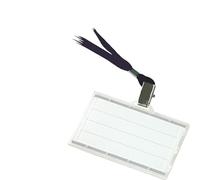 DONAU - Placa de plástico para nombre, 10 unidades, 85 x 50 mm, con placas de inserción, incoloro, soporte blanco con cinta de seda, color negro duro