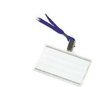 DONAU - Placa de plástico para nombre, 10 unidades, 85 x 50 mm, con placas de inserción, incoloro, soporte blanco con cinta de seda, color azul duro