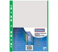 DONAU PP - Fundas perforadas (tamaño A4, 40 micras, color naranja, lomo de 40 micras, 100 unidades), color verde, formato A4