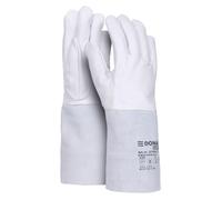 DONAU SAFETY Guante de soldador de piel de cabra para soldadura TIG/talla 11, 1 par/softouch, muy suave y cómodo/guantes de trabajo/cuero/guantes de cuero/guantes de protección/blanco/gris