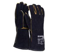 DONAU SAFETY Guante de soldador de piel servida de vaca para soldadura MIG/Talla 10 XL, 1 par/Guantes de trabajo Cuero/Guantes de cuero/Guantes de protección/Color: Negro