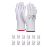DONAU SAFETY Guantes de montaje Guantes/Talla 11, 12 Pares/Cat. II/Blanco/Guantes Guantes de trabajo de poliéster/poliuretano/Jardín, Constructores, Mecánico
