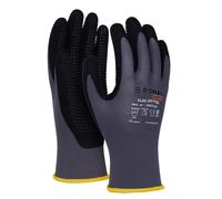 DONAU SAFETY Guantes de trabajo Flex-Dotted con perillas de agarre antideslizantes/Talla 08/M, 1 par/Gris-negro/Guantes de montaje mecánico/Recubrimiento de nitrilo