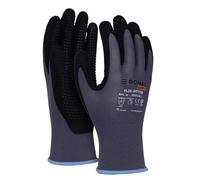 DONAU SAFETY Guantes de trabajo Flex-Dotted con perillas de agarre antideslizantes/Talla 10/XL, 1 par/Gris-Negro/Guantes de montaje mecánico/Recubiertos de nitrilo