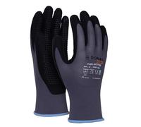 DONAU SAFETY Guantes de trabajo Flex-Dotted con tacos antideslizantes/Talla 11/XXL, 1 par/Gris-negro/Guantes de montaje mecánico/Recubiertos de nitrilo, ligeramente resistentes al aceite, nailon