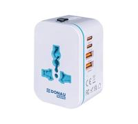 Donau Travel Adaptador de Viaje Universal para Todo el Mundo/con 2 USB-C, 2 USB-A/Cargador rápido/Blanco/para Europa, Inglaterra, Estados Unidos, Australia, China, Canadá, Adaptador de Corriente