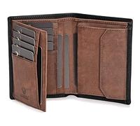 DONBOLSO Billetera de Cuero Viena | Billetera Grande para Hombre | Cartera de Cuero con Protección RFID | Vintage Negro y Marrón