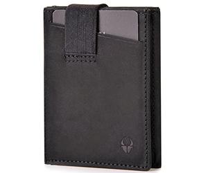 DONBOLSO Cartera 2 | Cartera Hombre con Monedero | Billetera Delgada con Protección RFID | hasta 12 Tarjetas | Mini Carteras para Hombre | Vintage Negro