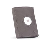 DONBOLSO Cartera Air | Monedero para Hombres Delgada con Bolsillo para Apple AirTag | Estuche para Tarjetas de Crédito de Cuero Genuino | Billetera con Bolsillo para Monedas | Vintage Gris