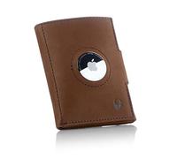 DONBOLSO Cartera airtag para Hombre con Compartimento Apple AirTag, Estuche para Tarjetas de crédito de Cuero Genuino, Airwallet para Hombres (marrón Vintage)