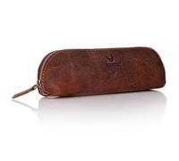 DONBOLSO Estuche para Lápices Valencia | Estuche Escolar de Cuero Vintage para Hombres y Mujeres | Estuche Material Escolar y Universitario | Tamaño L | Vintage Marrón (Paquete de 2)