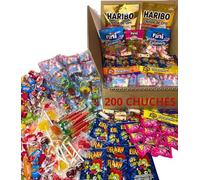Donda's House® Caja de chuches 200 Ud./Caramelos y Golosinas. Gominolas Para Cumpleaños, Chuches para Piñatas, Todo el surtido envuelto individualmente. (Grande 200Ud.)